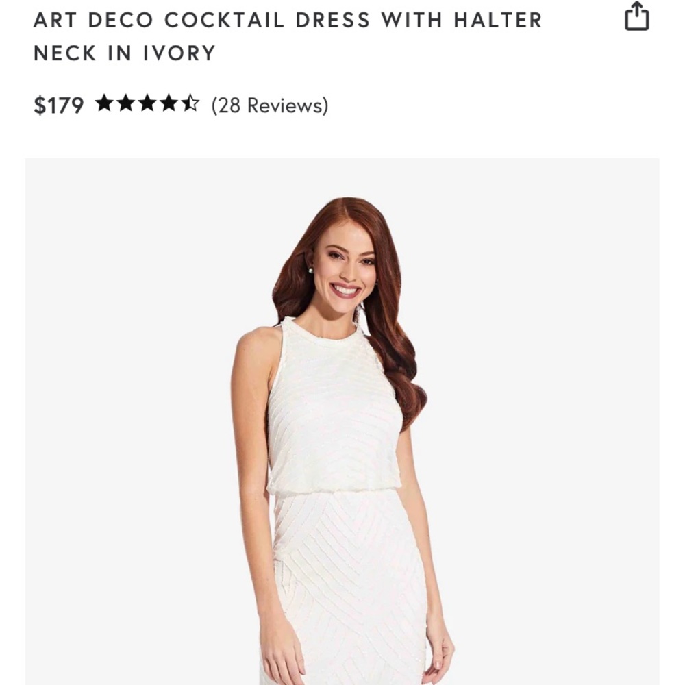 ADRIANNA PAPELL ART DECO COCKTAIL DRESS WITH HALTER NECK IN IVORY SZ 8